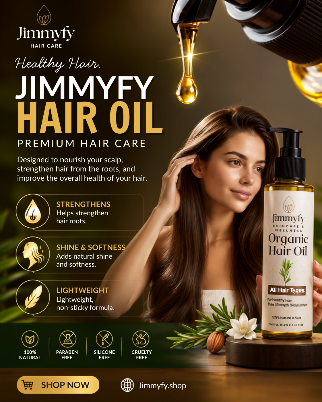 Jimmyfy Organic Hair Oil – Natural Hair Growth & Hair Fall Control